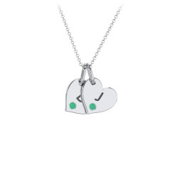 Engravable 2 Sideways Hearts Necklace with Birthstone