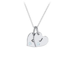 Engravable 2 Sideways Hearts Necklace with Birthstone