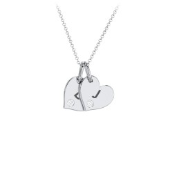Engravable 2 Sideways Hearts Necklace with Birthstone