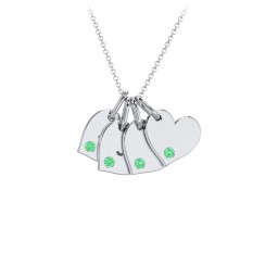 Engravable 4 Sideways Hearts Necklace with Birthstone