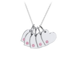 Engravable 5 Sideways Hearts Necklace with Birthstone