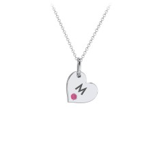 Engravable Sideways Heart Necklace with Birthstone