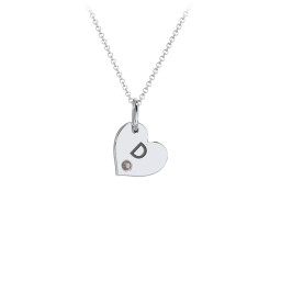 Engravable Sideways Heart Necklace with Birthstone