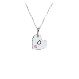 Engravable Sideways Heart Necklace with Birthstone