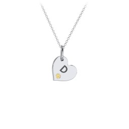 Engravable Sideways Heart Necklace with Birthstone