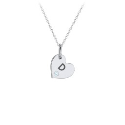 Engravable Sideways Heart Necklace with Birthstone