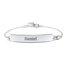 Engravable Classic Bracelet with Birthstone in 925 Sterling Silver