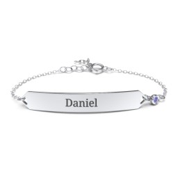 Engravable Classic Bracelet with Birthstone in 925 Sterling Silver