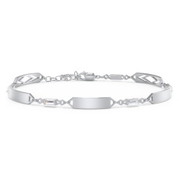 Engravable Family Bracelet with Baguette Birthstones (1-5 Stones)