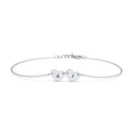 Engravable 2 Hearts Bracelet in 925 Sterling Silver