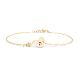 Initial Heart Bracelet with Birthstone in 10K Solid Yellow Gold with Citrine