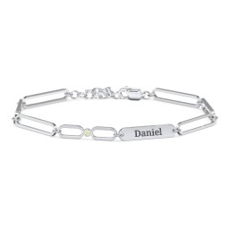 Engravable Long Link Infinity Family Bracelet with 1-4 Birthstones