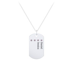 Engravable Dog Tag Necklace with 4 Birthstone