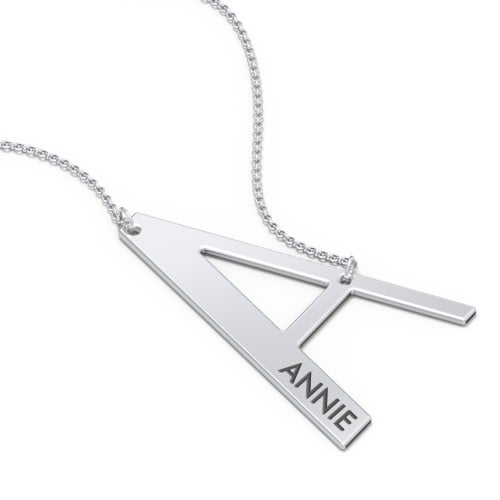 Engravable Asymmetrical Initial Necklace - A