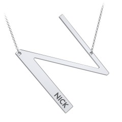 Engravable Asymmetrical Initial Necklace - N