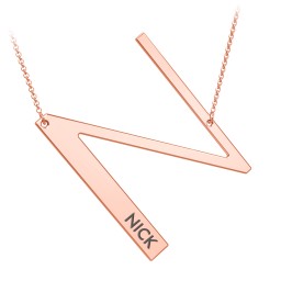 Engravable Asymmetrical Initial Necklace - N