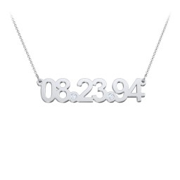 Date Necklace with Birthstones in 925 Sterling Silver with Aquamarine