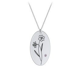 December Birth Flower Disc Necklace with Gemstone in 925 Sterling Silver with Alexandrite