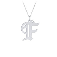 Gothic Initial Pendant Necklace - F