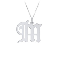 Gothic Initial Pendant Necklace - M – Sterling Silver