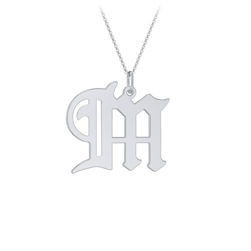 Gothic Initial Pendant Necklace - M – Sterling Silver