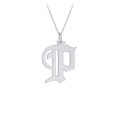 Gothic Initial Pendant Necklace - P – Sterling Silver