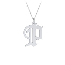 Gothic Initial Pendant Necklace - P in 925 Sterling Silver