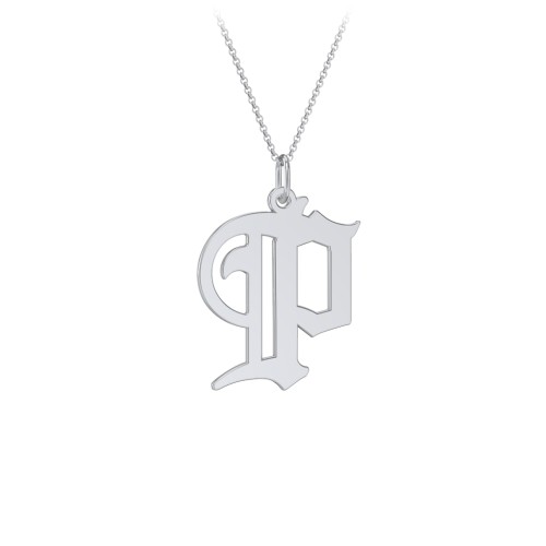 Gothic Initial Pendant Necklace - P – Sterling Silver
