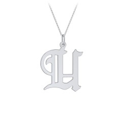 Gothic Initial Pendant Necklace - U – Sterling Silver