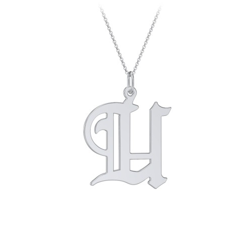 Gothic Initial Pendant Necklace - U – Sterling Silver
