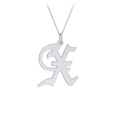 Gothic Initial Pendant Necklace - X – Sterling Silver
