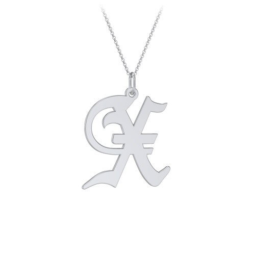 Gothic Initial Pendant Necklace - X – Sterling Silver
