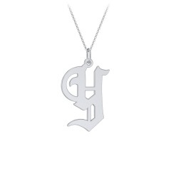 Gothic Initial Pendant Necklace - Y – Sterling Silver