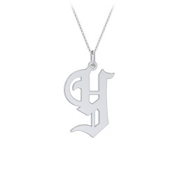 Gothic Initial Pendant Necklace - Y in 925 Sterling Silver