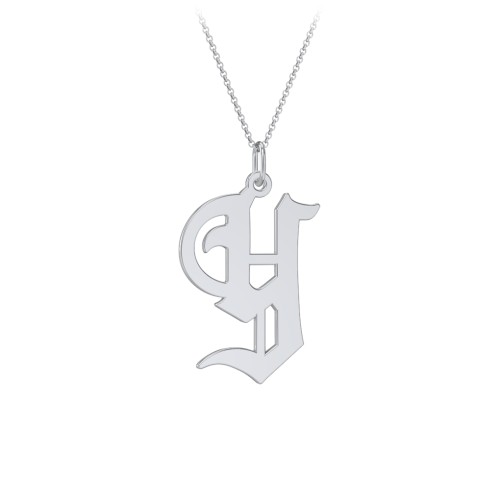 Gothic Initial Pendant Necklace - Y – Sterling Silver