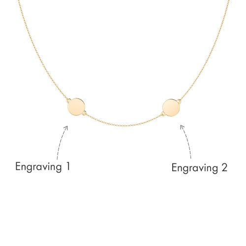 Engravable Disc Station Necklace – 10K Yellow Gold