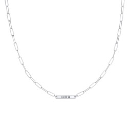 Mini Paper Clip Chain Necklace with 1 - 5 Engravable Bars in 925 Sterling Silver