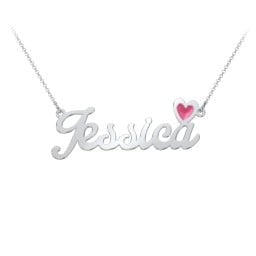 Personalized Name Necklace with Cold Enamel Heart