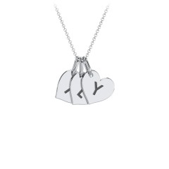 Initial 3 Heart Disc Necklace