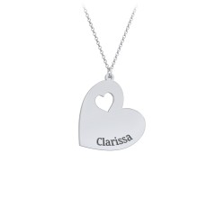 Engravable Heart In Heart Necklace with Heart Cutouts