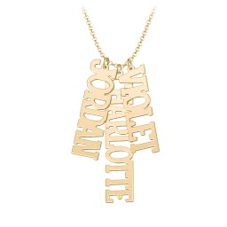Personalized Varsity Vertical 3 Names Necklace