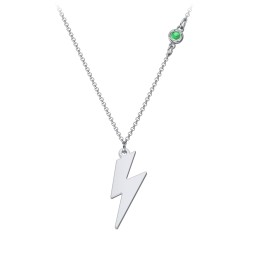 Lightning Bolt Charm Necklace with Gemstone