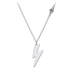 Lightning Bolt Charm Necklace with Gemstone