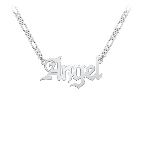 Personalized Name Necklace with Figaro Chain – Sterling Silver