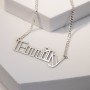 Outline Name Necklace with Open Curb Chain