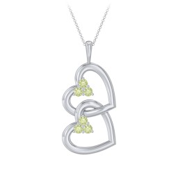 Unity Interlocking Hearts Birthstone Pendant in 925 Sterling Silver