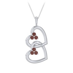 Unity Interlocking Hearts Birthstone Pendant in 925 Sterling Silver with Garnet