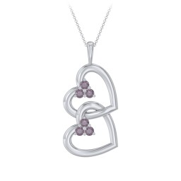 Unity Interlocking Hearts Birthstone Pendant in 925 Sterling Silver with Alexandrite
