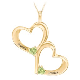 Fusion Hanging Hearts Pendant in 18K Gold Plated Silver