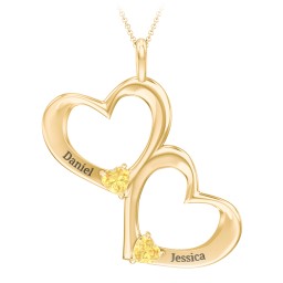 Fusion Hanging Hearts Pendant in 18K Gold Plated Silver